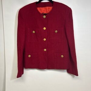 Jones New York Red Blazer with Gold Buttons